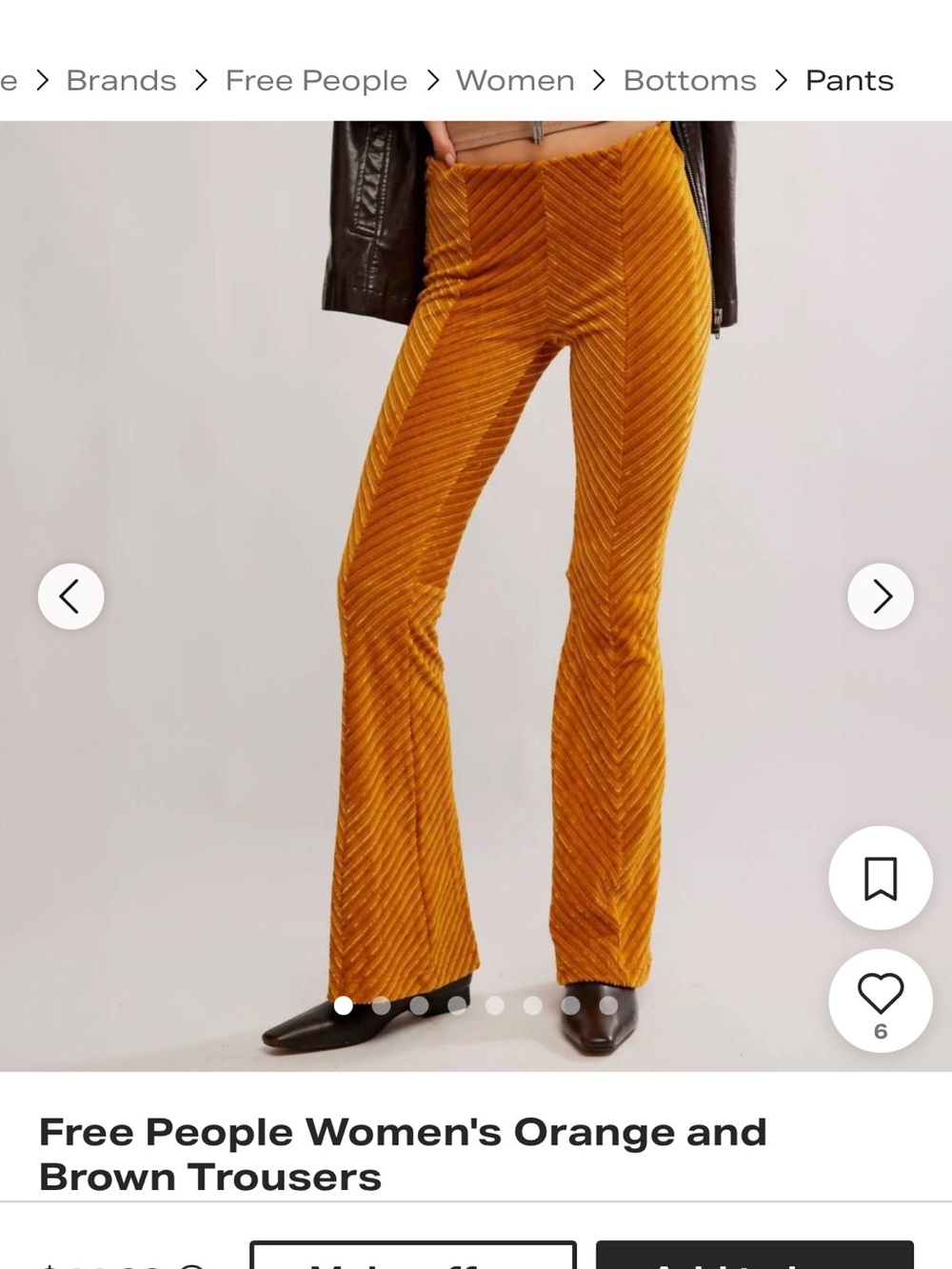 Free People Ribbed Velvet Flare Pants - Cognac Brown